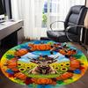 1pc Autumn Pumpkin Wreath Chair Carpet for Office, Round Polyester Mat, Indoor Decor for Office, Easycare Fabric, Washable Non-slip Area Carpet