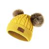 Knitted Baby Toddler Hat Soft Warm Winter Beanie with Folded Brim and Double Pom Poms Suitable for Boys and Girls