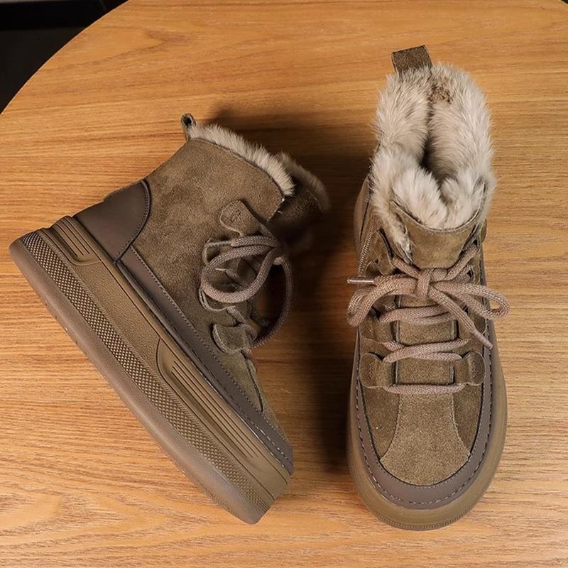 High-end Ankle Snow Boots for Women's Flats Platform Fashion Suede Shoes Winter Sport Sneakers Warm Designer Comfort Mujer Botas