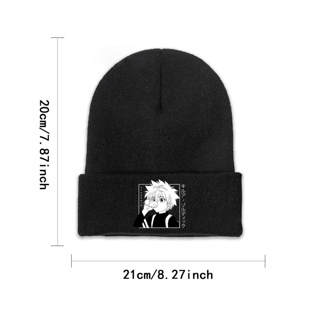 Kawaii Hunter X Hunter Killua Zoldyck Pletená čepice pro ženy Unisex Skullies Čepice Zimní čepice HXH Anime Manga Casual Cap