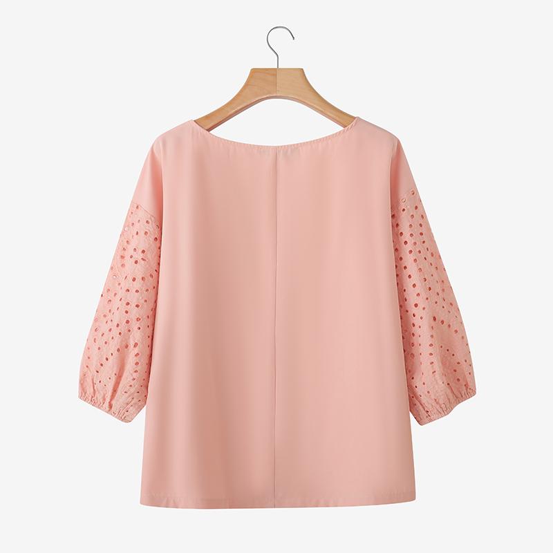 ZANZEA Women Casual Round Neck Half Sleeve Loose Patchwork Crochet Blouse
