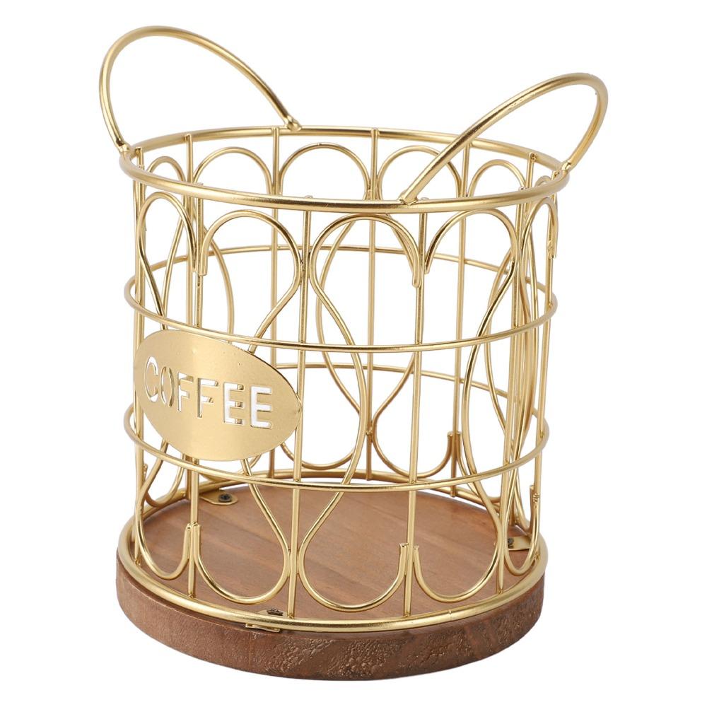 Metal Coffee Pod Basket Decorative Round Coffee Capsule Storage Basket Wire Coffee Pod Basket  Cafe