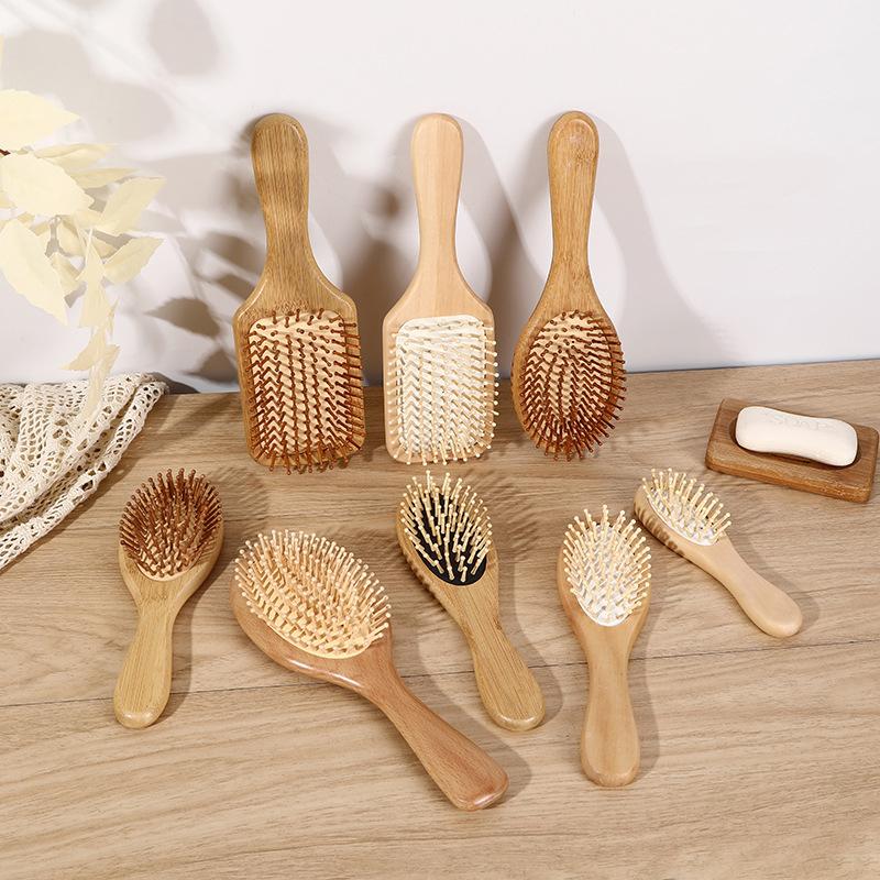 Airbag Wood Comb Massage Hair Brush Comb For All Hair Types Anti-Static Comb & Scalp Massager Ir Cushion Design For Detangling