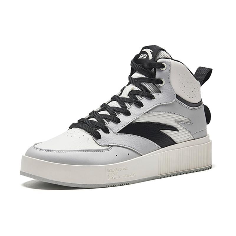 Anta Milk Cap 2 High Top Slip Resistant, Abrasion Resistant, Lightweight Skateboard Shoes Men's Gray Black Sneakers 912338008-3