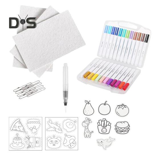 Magic Puffy Paint Kit Foam Texture Panting Paper with Markers Puffy Popcorn Texture Painting Set DIY Bubble Drawing Pens Art Supplies for Kids Adults
