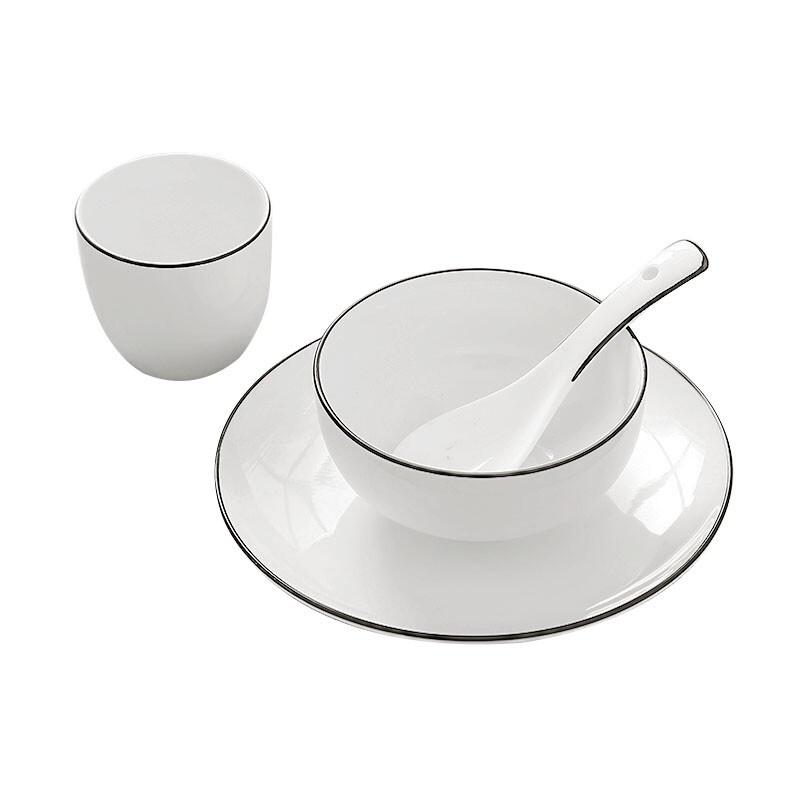 Xidien Ceramic Gold Rim Dinnerware Set Large