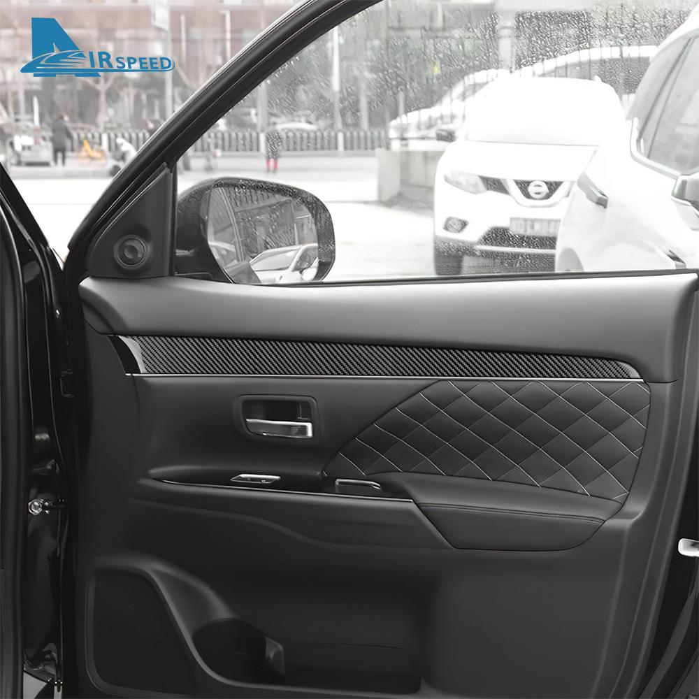 Real Soft Carbon Fiber Sticker For Mitsubishi Outlander 2013 2014 2015 2016 2017 2018 2019 2020 2021 LHD RHD Front Door Trim