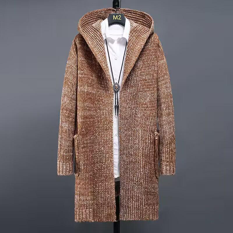 Herren Dicker Winter Kapuzen Strick Cardigan Mantel