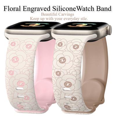 Engraved Silicone Watch Strap Bracelet for Apple Watch Series 10 46mm Band 42mm 41mm 49mm 45mm 44mm 38mm Iwatch 9 7 Se 6 5 8 Ultra1/2