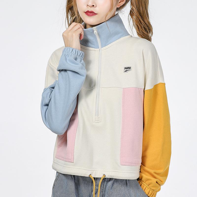 Puma Half-Zip Colorblock Sweatshirt Women Tops Multicolor 533051-73