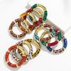 Leopard Colorful Bamboo Curved Tube Bracelets for Women Men Punk Resin Thick Beaded Elastic Stackable Bangles Retro Jewelry Gift