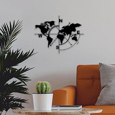 Artă de perete Hartă Lumii din metal Design busolă din metal Decor pentru perete Agățat decorativ Earth Travel Art Adventure Artă pentru agățat pe perete