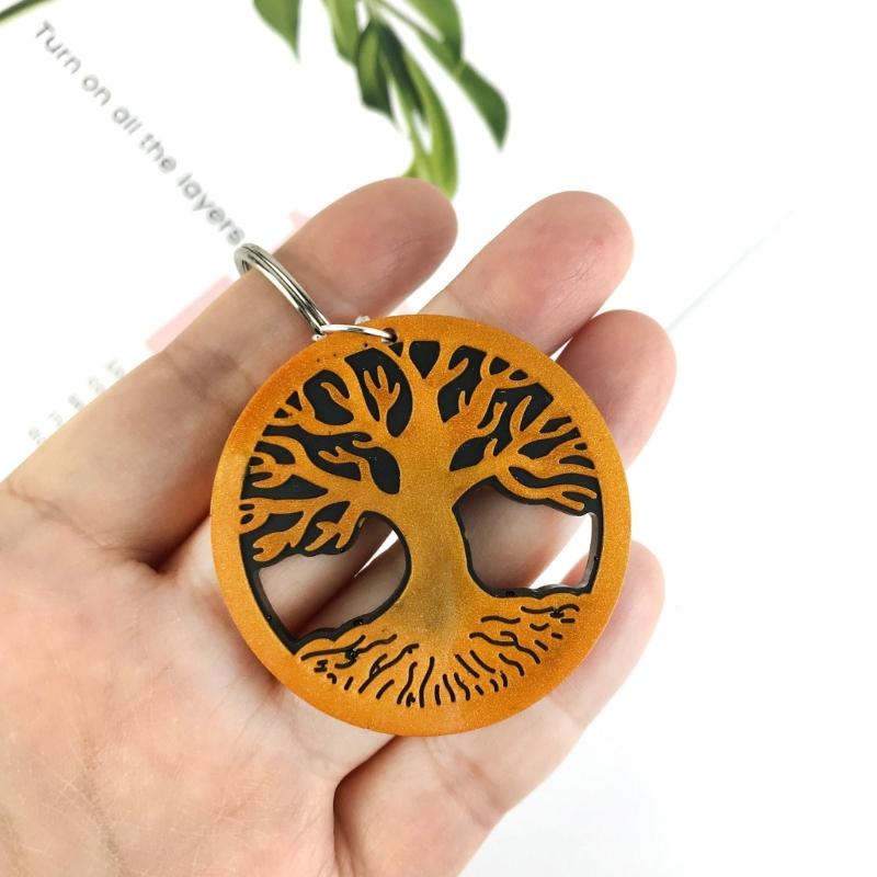 Shiny Glossy Tree Life Ornament Silicone Epoxy Resin Mold DIY Keychain Pendant Jewelry for Valentine Gift Crafts