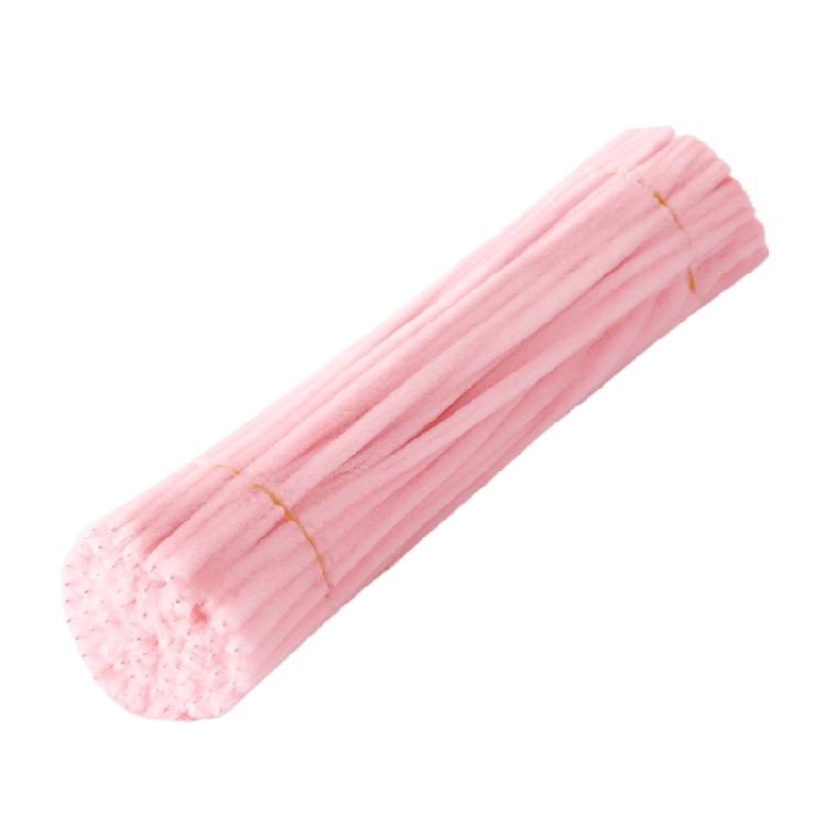 

100 шт. цветных синельных проволок, стебли для рукоделия, для ручной работы, художественного творчества, плюшевые стебли 30 см x 6 мм, синельные проволоки для домашнего декора светло-розовый