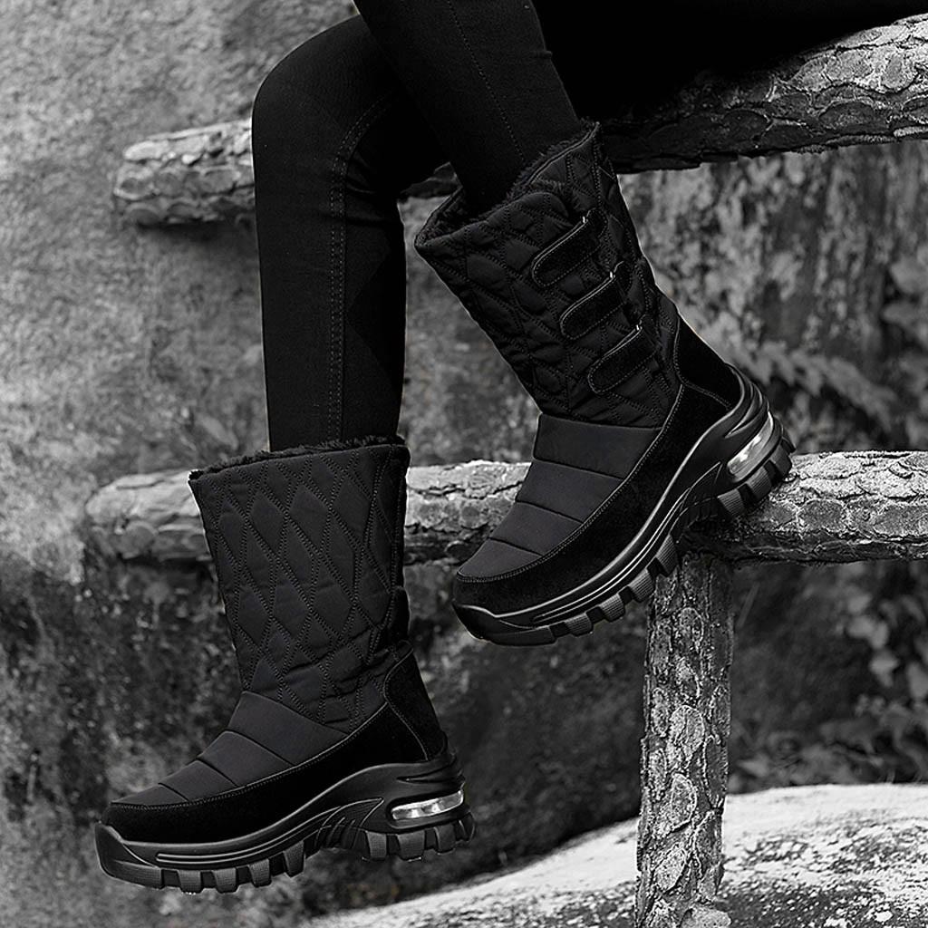 

FGHJ Жіночі черевики Водонепроникне зимове взуття Снігові черевики Платформа Зберігає тепло Ботильйони 42 чорний