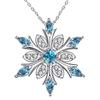 Luxury Female Crystal Blue Zircon Stone Snowflake Pendant Necklace Vintage Silver Color Wedding  For Women