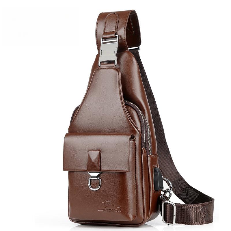 

Мужская нагрудная сумка USB Одноплечевая сумка-мессенджер Нагрудная сумка Повседневная модная сумка Диагональный рюкзак 17cm*6.5cm*31cm коричневый