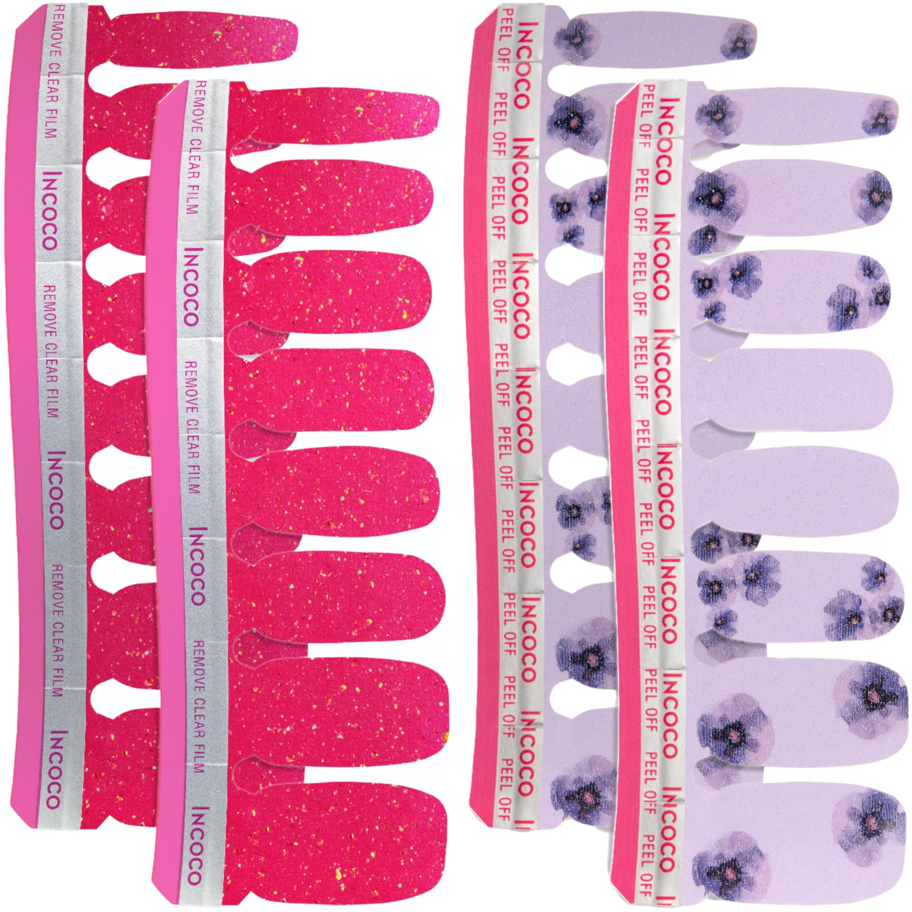 

INCOCO Nail Stickers No Curing Just Stick Floral Easy to Perfect for Foot Nails and Ideal for DIY Nail Dressy Set - Required, On! Red, Glitter,
