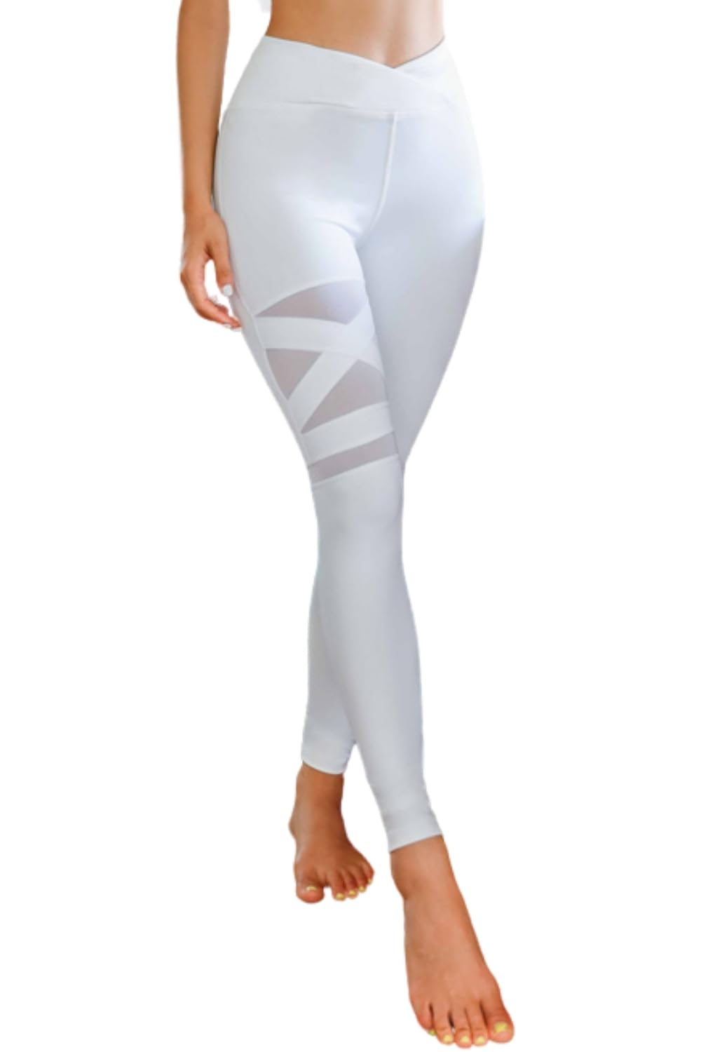 

VEROMAN Сетчатые тренировочные белые леггинсы для спортзала и йоги, Леггинсы, ppi-lef073, Большой,