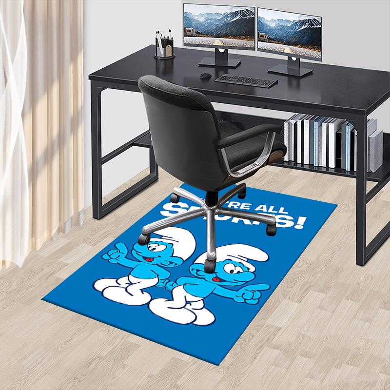 1pc Smurfs Forest Carpet for Playroom Bedroom Living Room Sofa Home Decor,kids Game Area Rug Non-slip Floor Mat Y72398