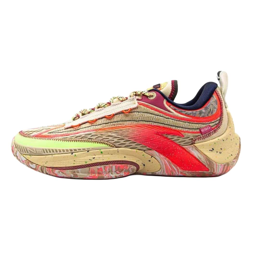 Chaussures de Basketball Anta Zap 1 ESG Basse pour Homme Beige Rouge 44.5