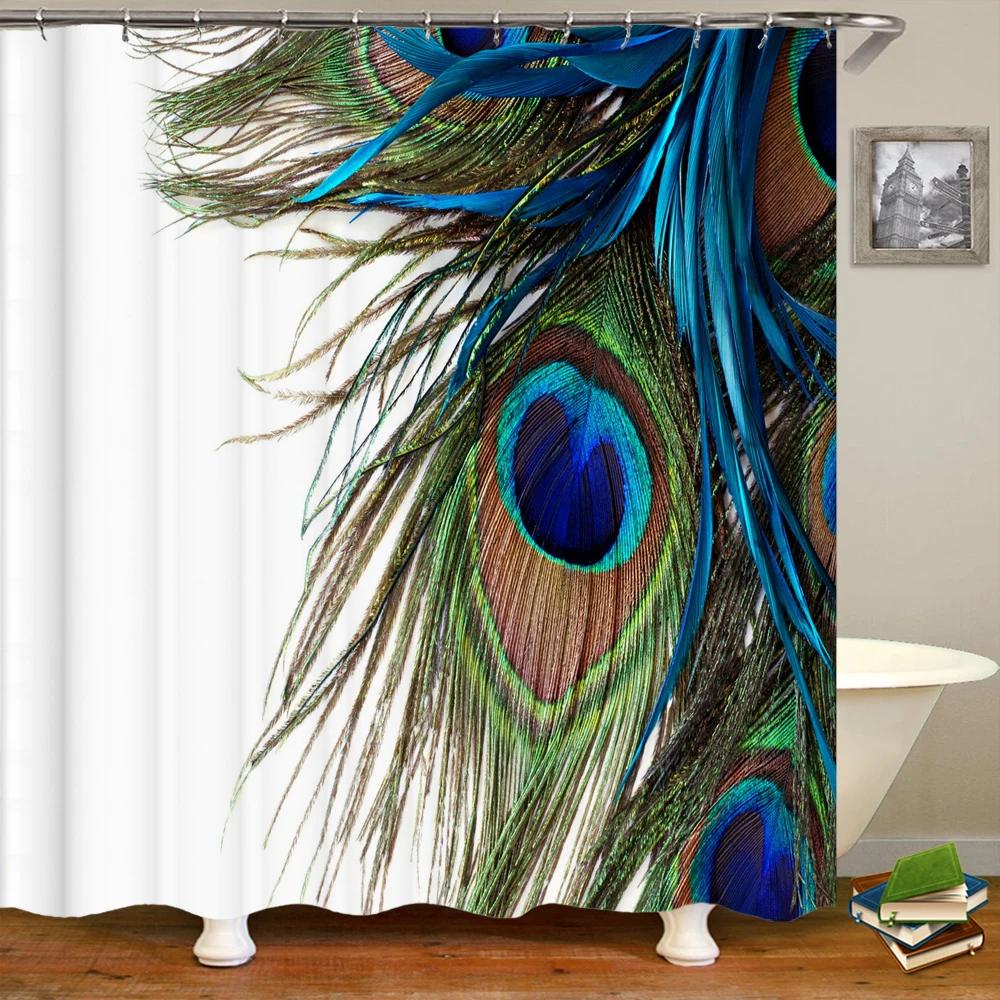 3D Flowers and Birds Peacocks  Shower Curtain Waterproof Bathroom Curtains Polyester Home Decor Curtain With Hook Curtain