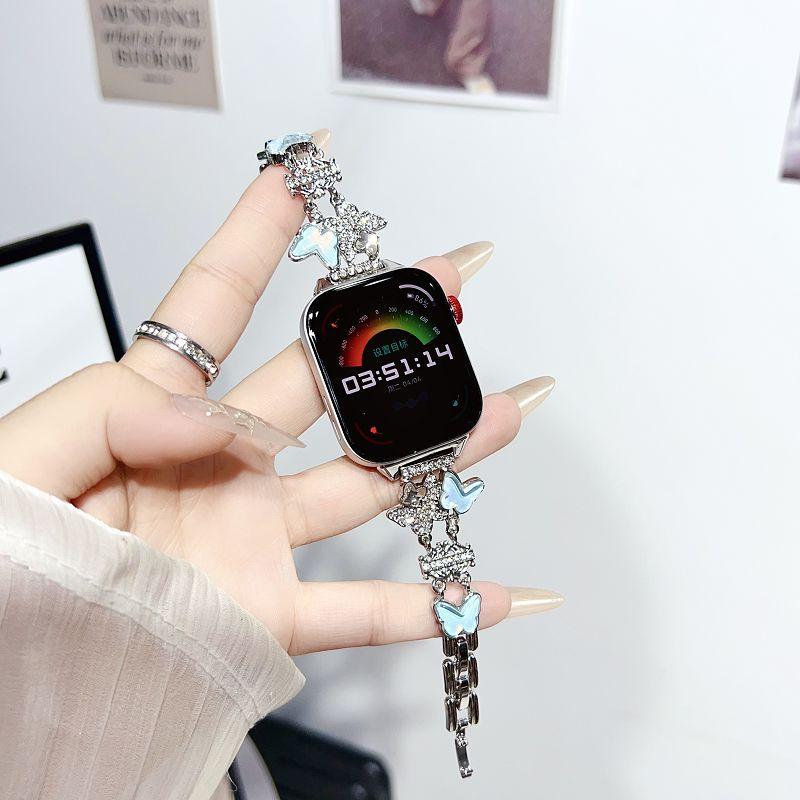 

Jewelry Metal Band for Huawei Watch 10 8 9 Bands Bling Butterfly Charms Bracelet Chain Strap for Huawei Fit 3 4 Women Watchband Huawei Fit 3 срібний