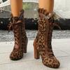 2025 Winter  High-heel Lace Women's Leather Boots