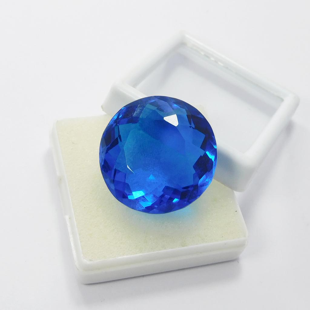 Lab-Created Blue Topaz Loose Gemstone 78.35 Ct Round Cut for Jewelry Making and Gem Collections