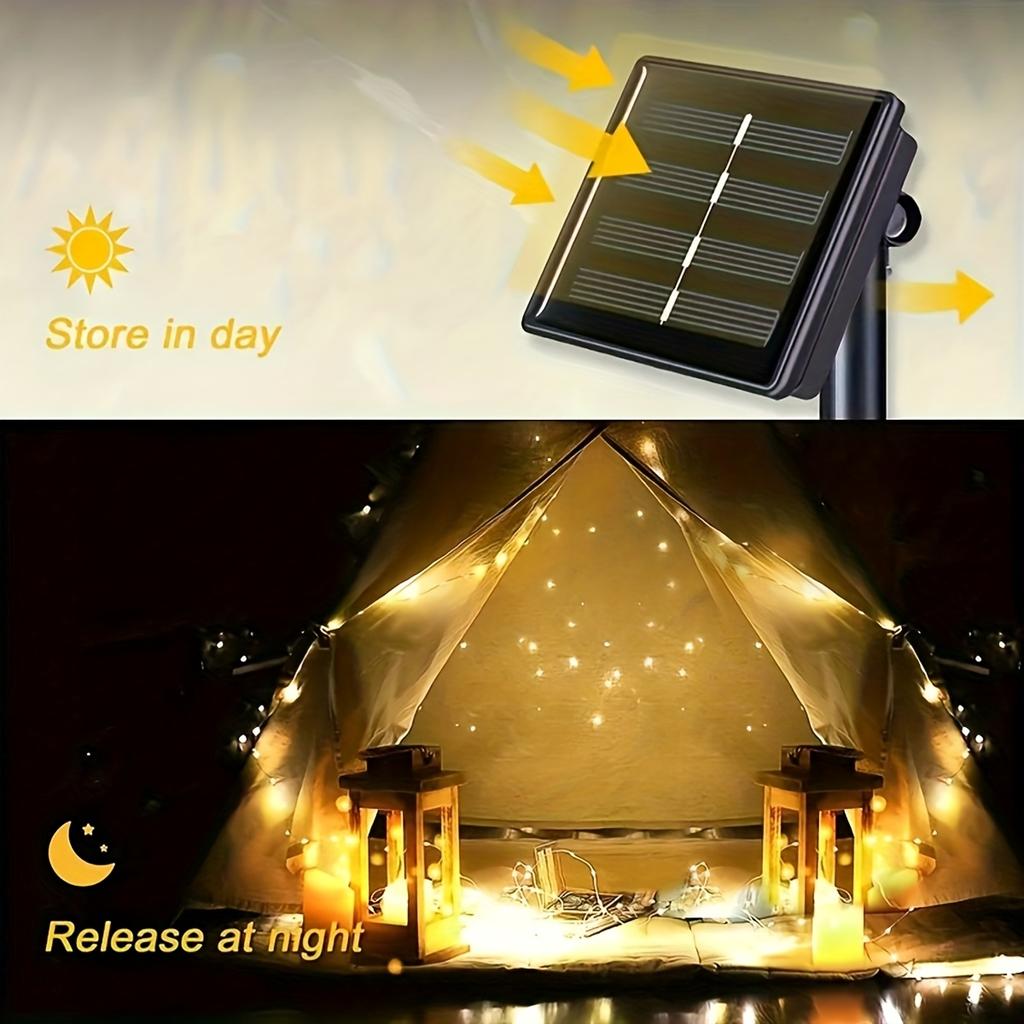 Guirlandes Lumineuses Solaires Féériques avec 50–300 LED – Étanches 5–30M Fil de Cuivre Guirlandes Clignotantes avec 8 Modes pour Clôture de Jardin Noël Décoration Extérieure