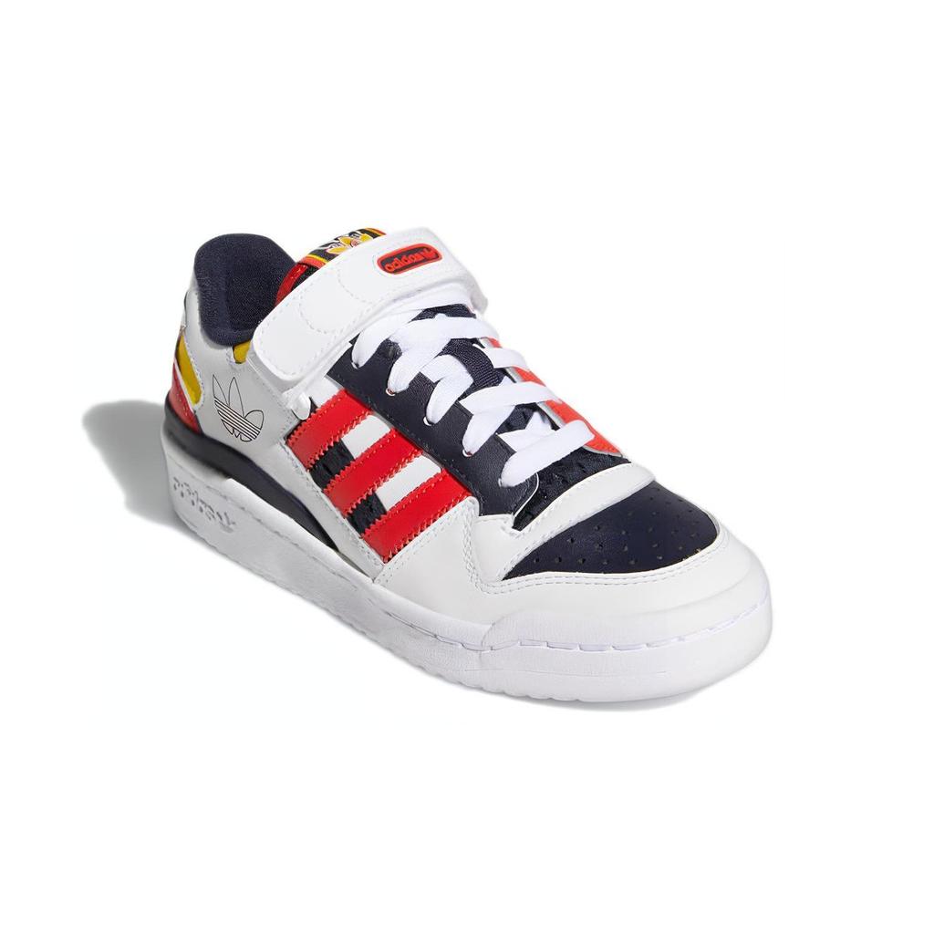 adidas Originals FORUM Cushioning, Wear Resistant Low Top Skateboard Shoes White Blue Red Teenagers H04423