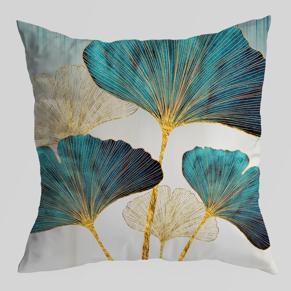 

Новый тип домашней ткани, наволочка и чехол для подушки с принтом листьев гинкго зеленого и золотого цвета 45 * 45Cm without pillow core