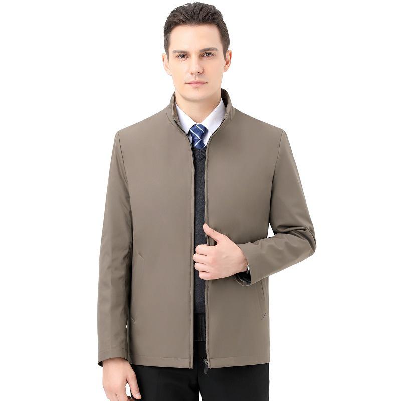 New Stand Collar Mid-Aged Men's Cotton Jacket for Autumn/Winter Season - Thick Dad's Casual Coat.
