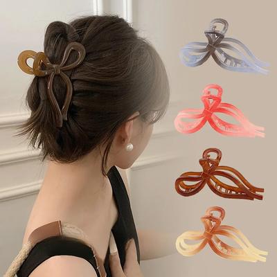 Gradiënt Temperament Haarklauw voor Vrouwen Vrouwelijke Haaienklem Zoete Strik Haarpakker Achterhoofd Haarklem Koreaanse Styling Accessoires