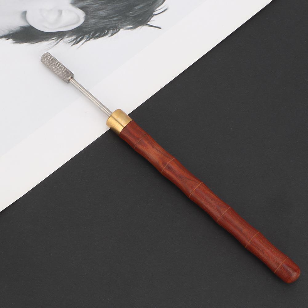 Sandalwood Handle Brass Head Leather DIY Craft Edge Dye Roller Oil Pen Belt Finisher (Red)