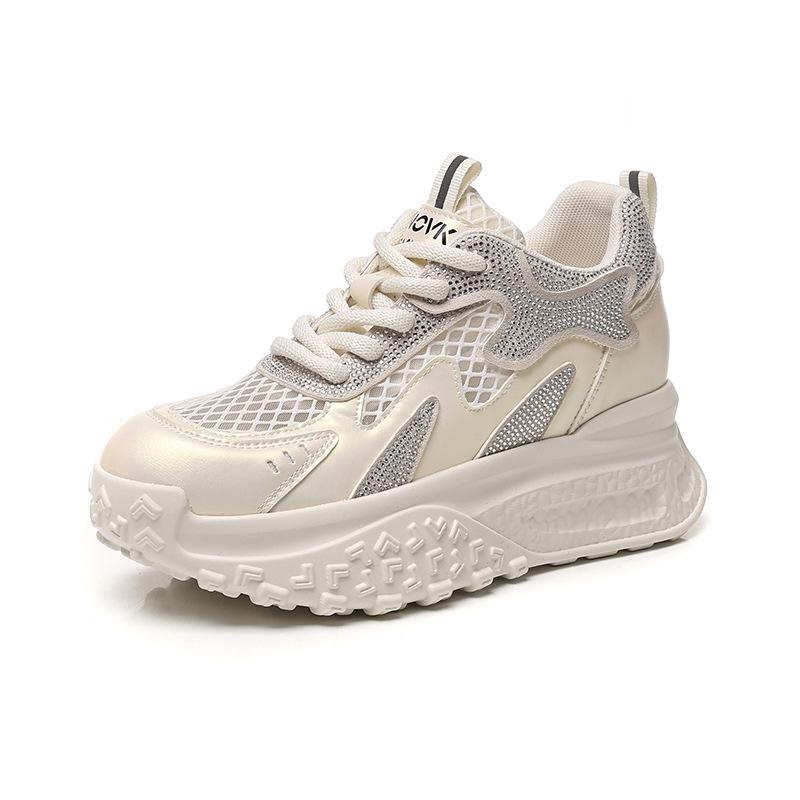 Shoe girl's new summer mesh breathable lightweight casual shoes thick-soled inner heightened sports shoes