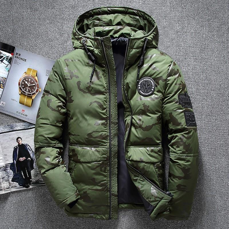 Mens Short Down Jacket Winter Outdoor Warm Hooded Coat Casual Youth Fashion