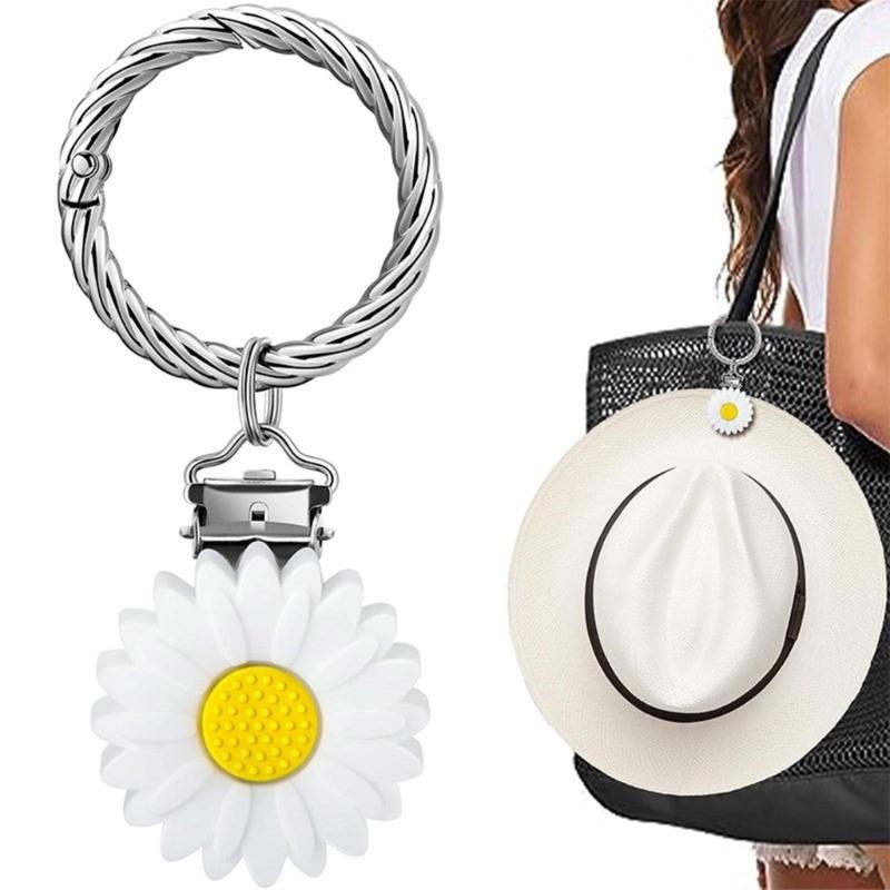 Versatile Keychain Bag Decoration Daisy Hat Clip Silicone Travel Accessory for Attaching Hat to Bag or Suitcase