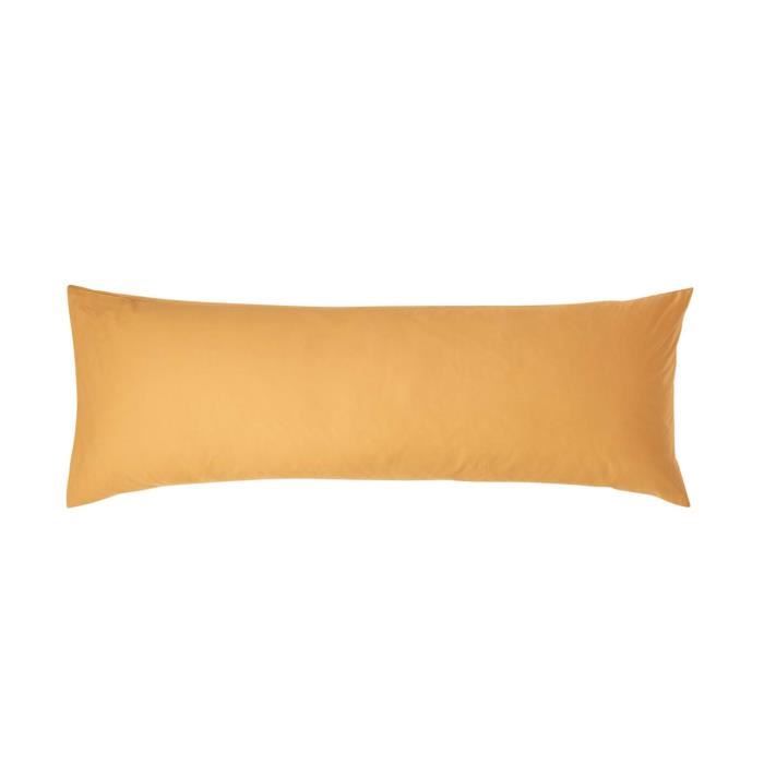 Taie De Traversin - Coton - Jaune Moutarde - 50 X 140 Cm - 100% Coton - Lavable En Machine