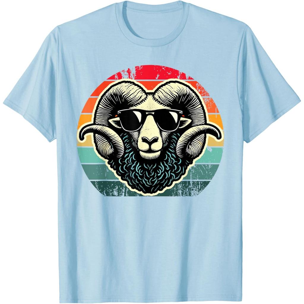 Retro Ram Head Graphic Tee Men Women Unisex Vintage Cool Animal T-Shirt