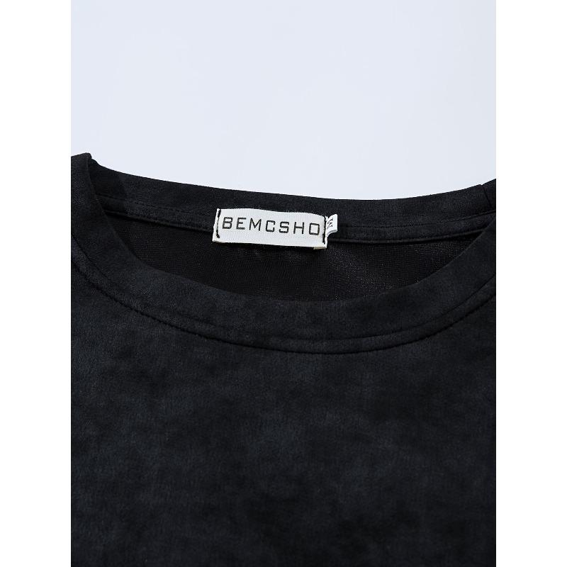 Streetwear Washed Distressed Skull and Crossbones Print Short Sleeve Summer New Loose Fit Casual Versatile Half-Sleeve T-Shirt for Men