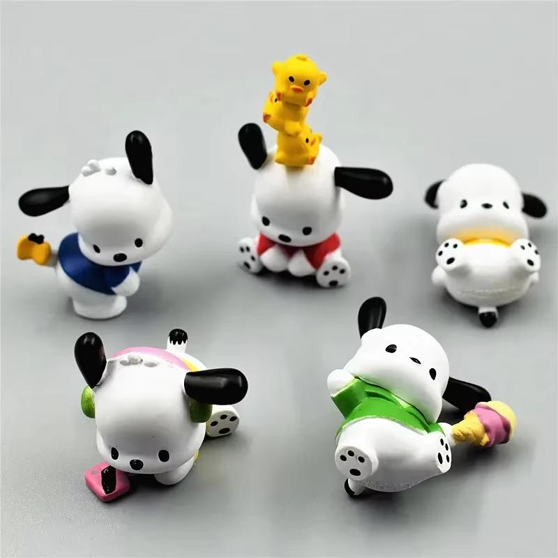 Hot 5Pcs Sanrio Anime Figure3-4cm Kawaii Pochacco Melody Model Accessories Children's Toys Gift Action Figures Pvc Gift Doll