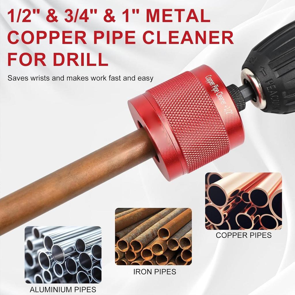 Copper Pipe Cleaner Heavy Duty Tube Cleaning Brush 1/2 3/4 1 Precision Copper Pipe Cleaner For Plumbing Home Crafts Garage