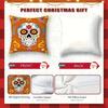 2D Flat, 2Pcs Day Of The Dead Sugar Skull Throw Pillow Covers - Mexican Folk Art Design With Vibrant Orange Floral Patterns