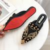 Designer Rhinestone Fox Half-Slippers For Women Pointed Tip Rivet Women'S Slippers Flat Bottom Women'S Shoes Sandalias De Mujer
