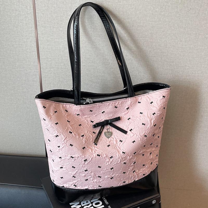 Sweet girl bow shoulder tote bag women's 2025 new fashion college wind large capacity backpack