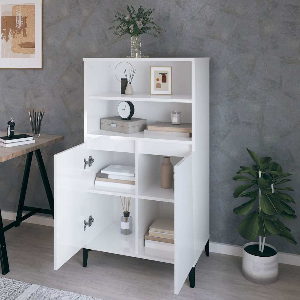 VidaXL Highboard Hochglanz-Weiß 60x36x110 cm Holzwerkstoff
