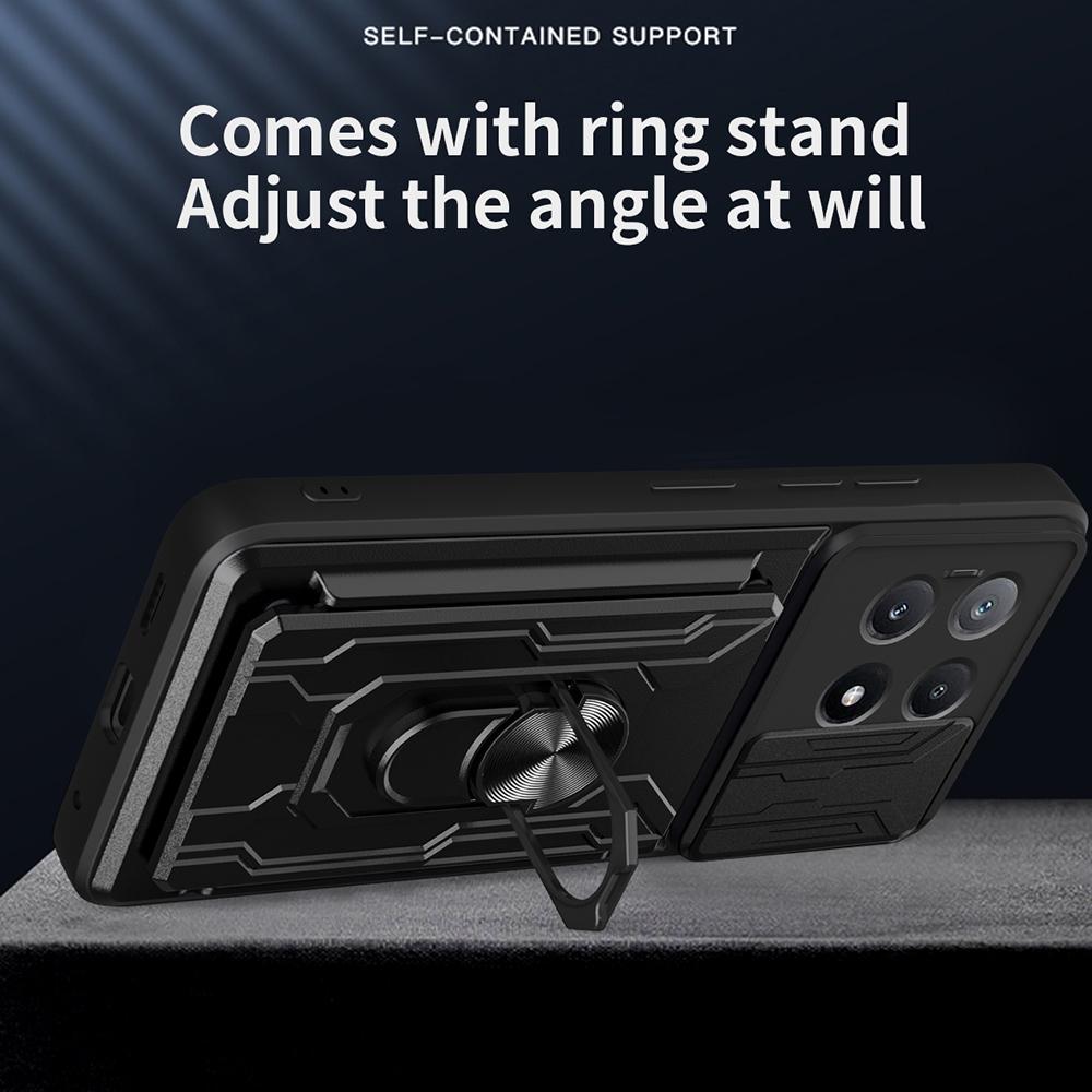 For Xiaomi Redmi K70E 5G/Poco X6 Pro 5G Case PC+TPU Kickstand Phone Back Cover with Camera Slider