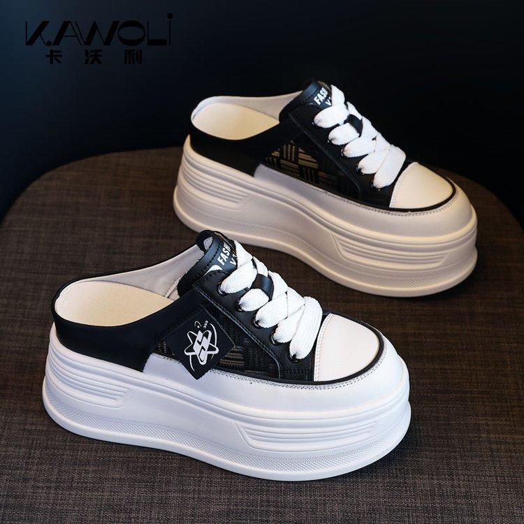 Super thick-soled fashion bag head cool slippers women wear versatile soft-soled white shoes summer shoes