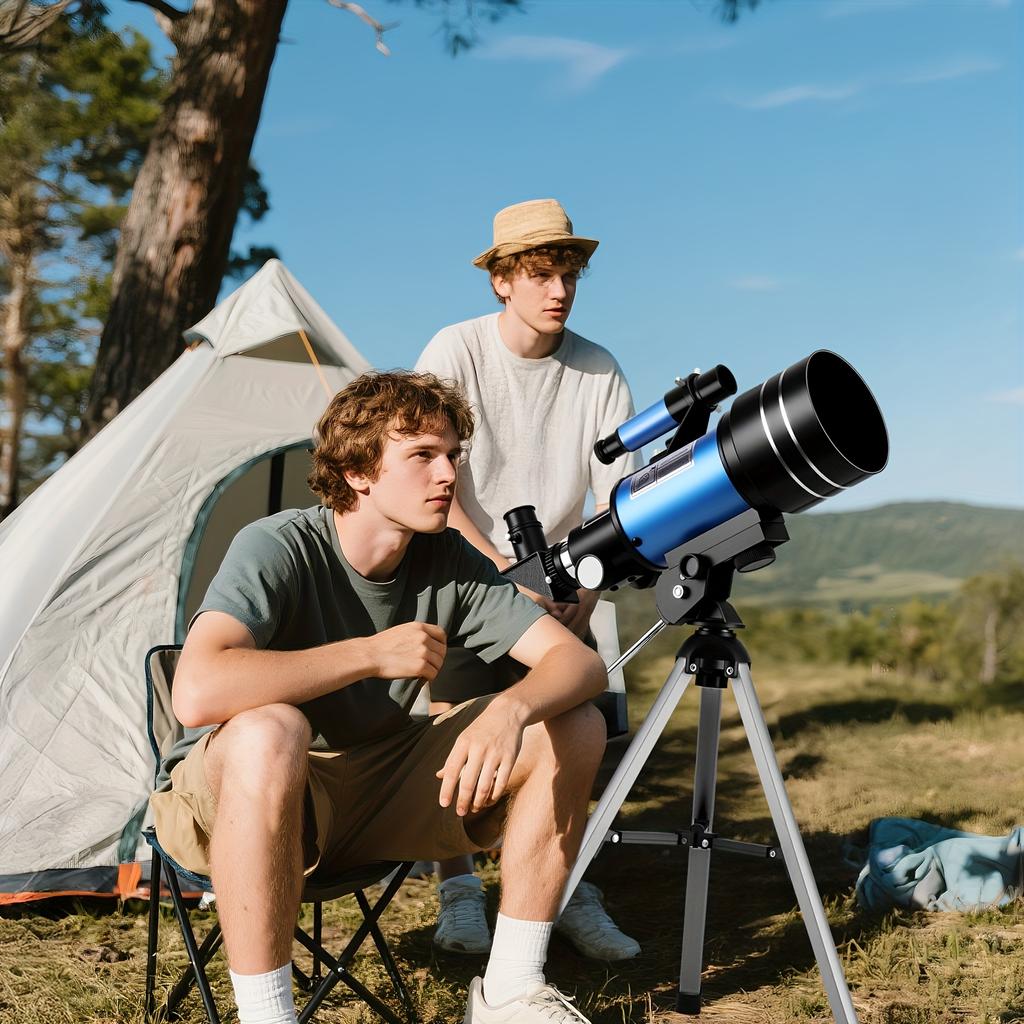 150X Teleskop, 70mm Öffnung Teleskop für Erwachsene Hohe Vergrößerung, Tragbares Monokular-Teleskop mit Stativ Telefonhalter, Okular, Barlow-Linse